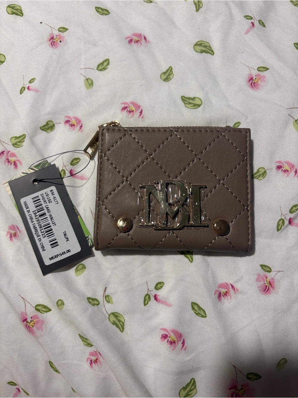 Quilted Taupe Wallet Badgley Mischka